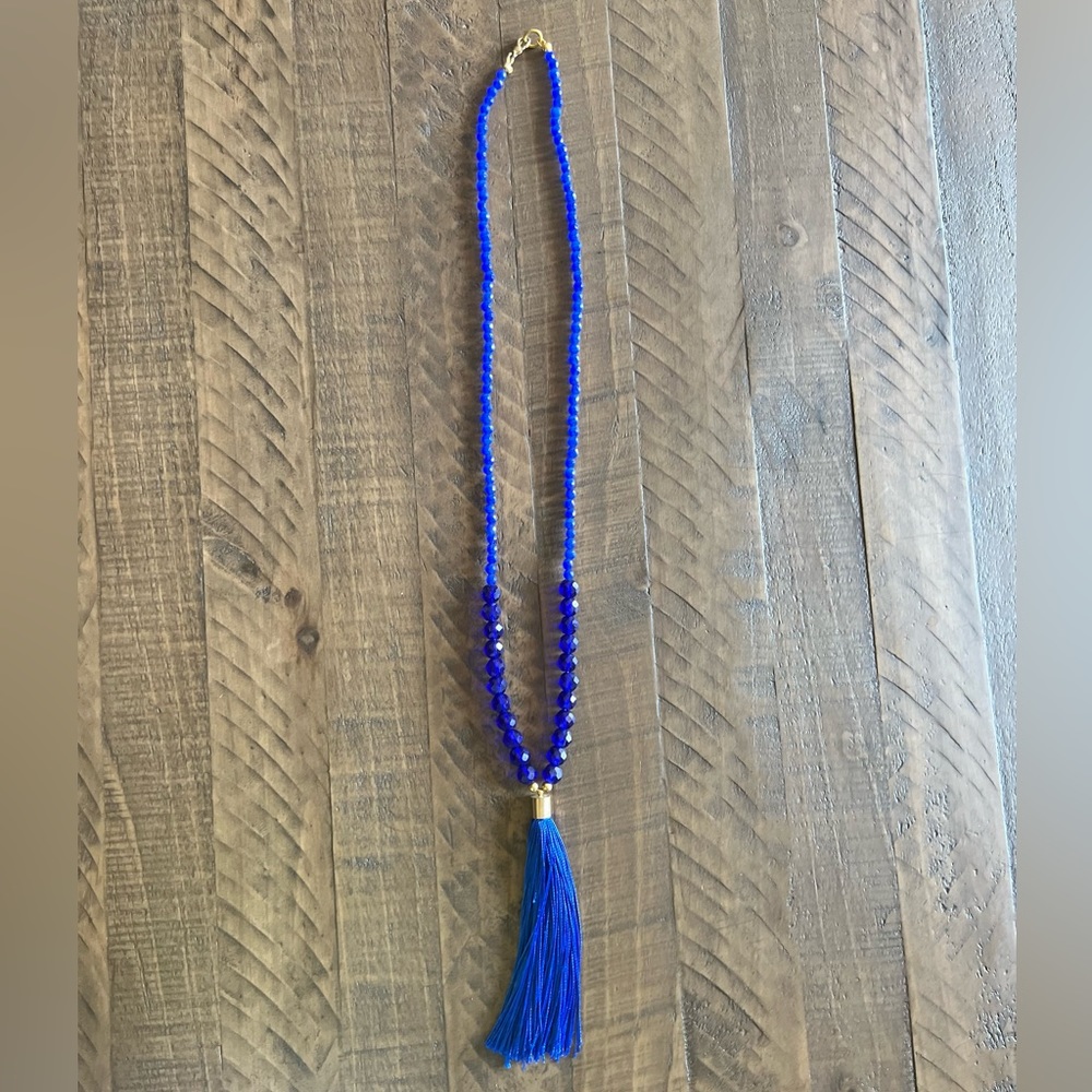 Royal Blue Beaded Opera Necklace